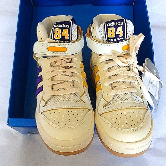 ADIDAS FORUM 84 High Top BASKETBALL SHOES GX9054 Sz 7 NWT Ivory Color Lets play! - Picture 7 of 17
